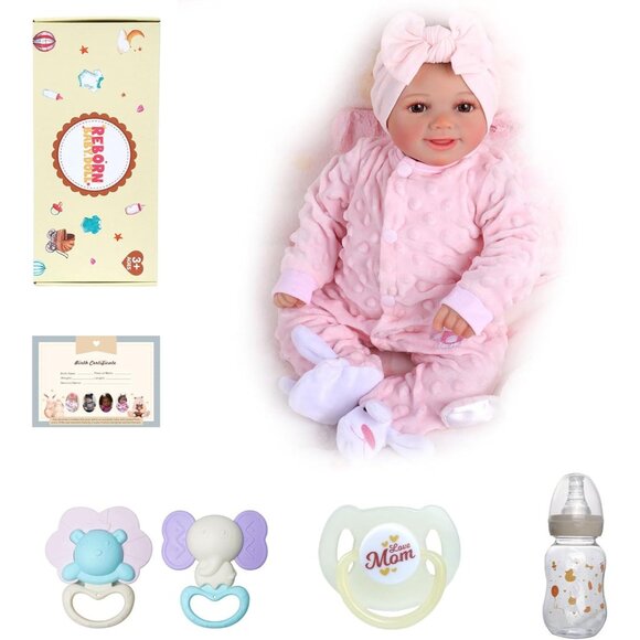 🆕17inch Soft Cloth Body Newborn Baby Poseable Limbs Sakura Baby Doll Girl - Picture 7 of 9